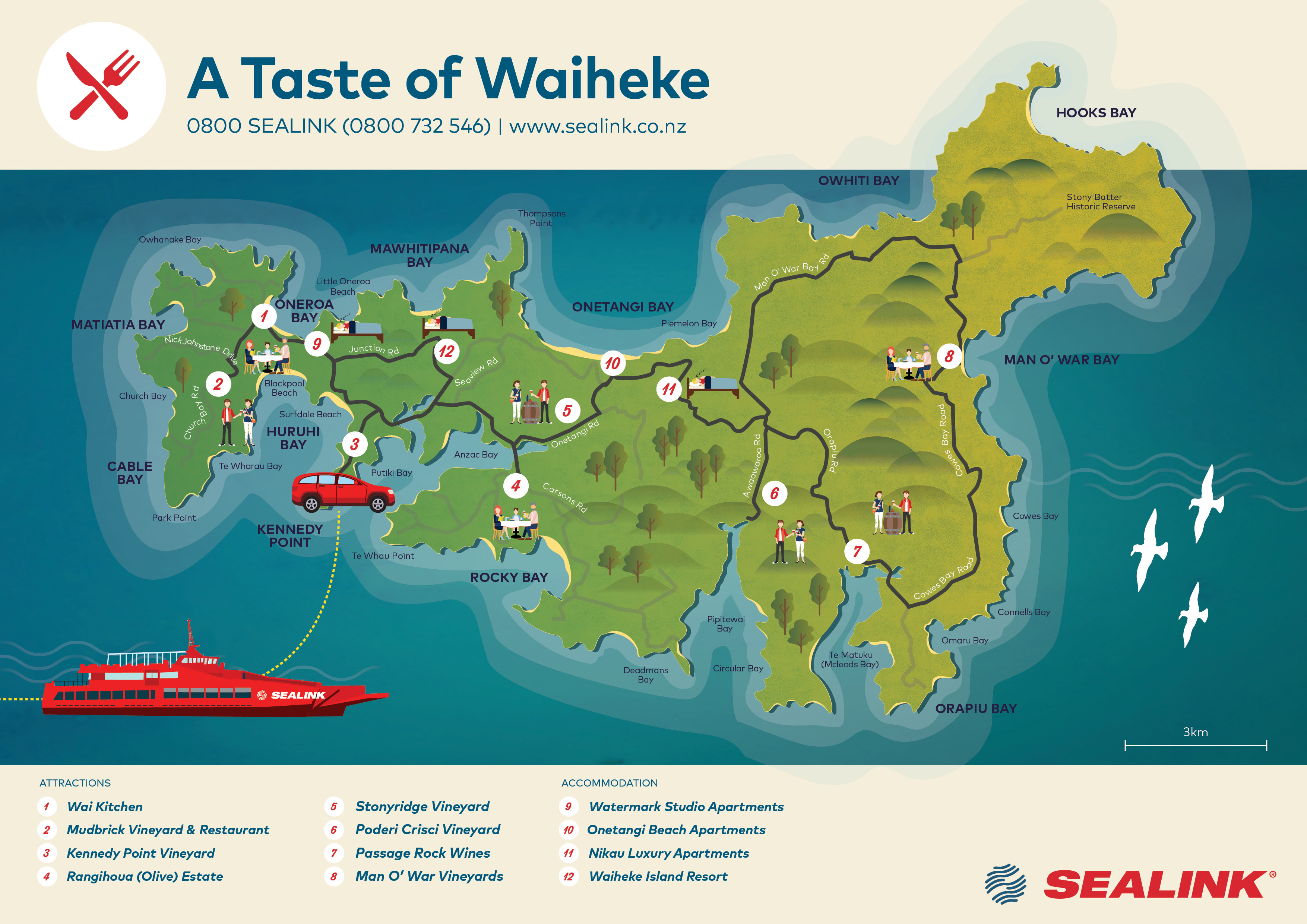 tourist map of waiheke island